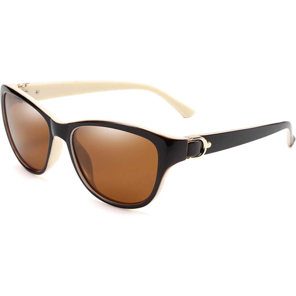 imageFEISEDY Women Vintage Polarized Sunglasses Lady Elegant Cateye Sun Glasses B2476Darkivory
