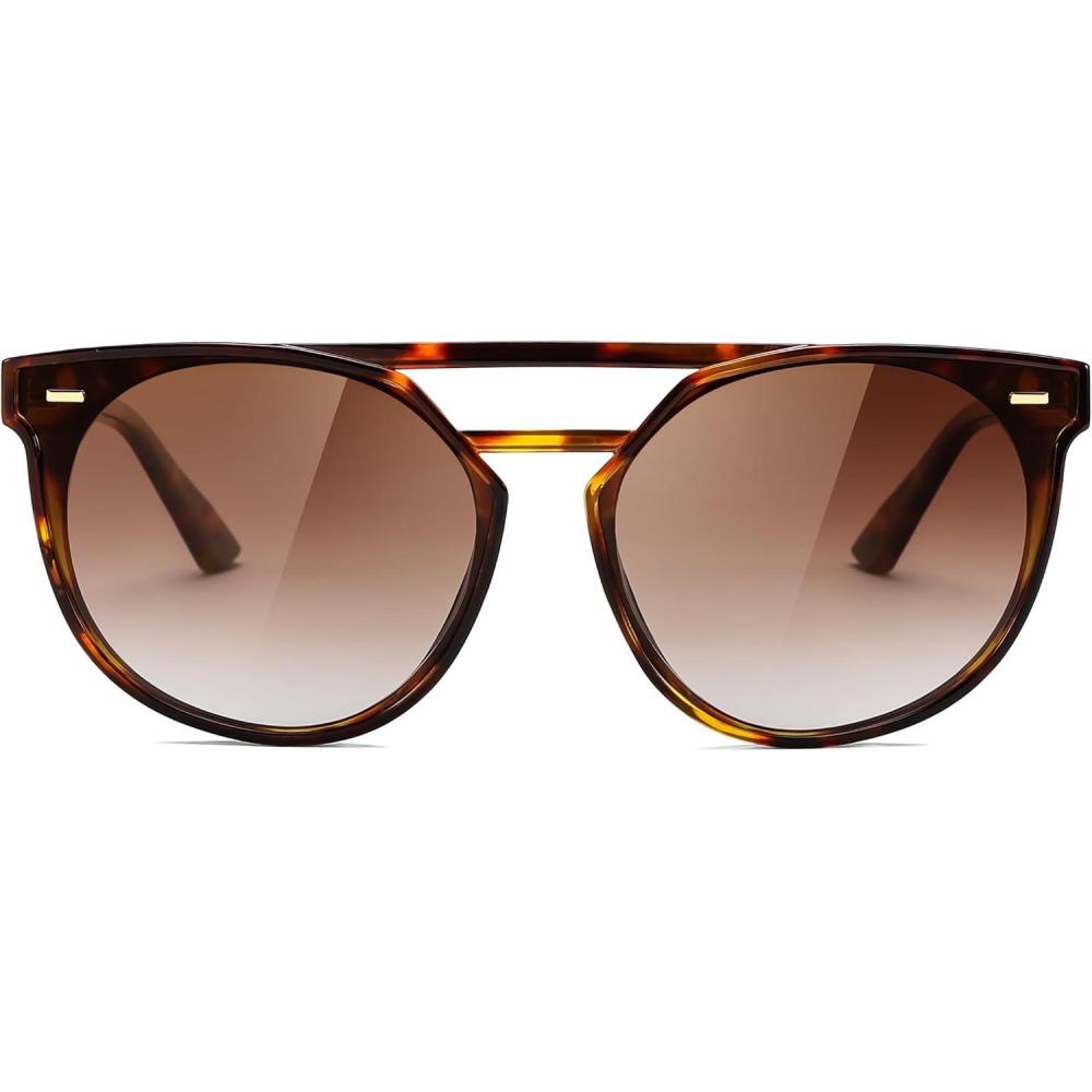 imageFEISEDY Womens Cat Eye Aviator Sunglasses Polarized UV400 for Driving ampamp Travel Vintage Oversized Fashion B011902 Tortoiseshell Gradual Tea