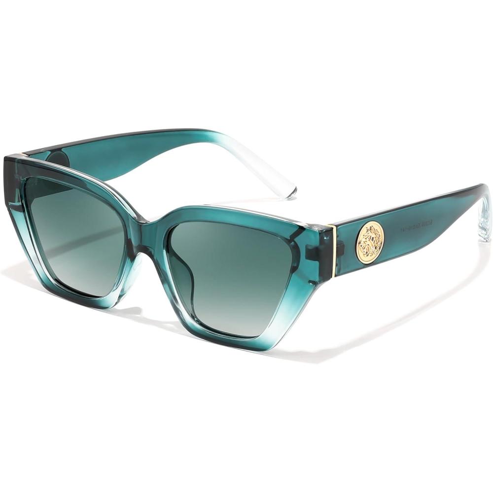 imageFEISEDY Womens Polarized Cat Eye Sunglasses UV400 Protection Trendy Design for Driving ampamp Daily Wear B0299Gradual Green