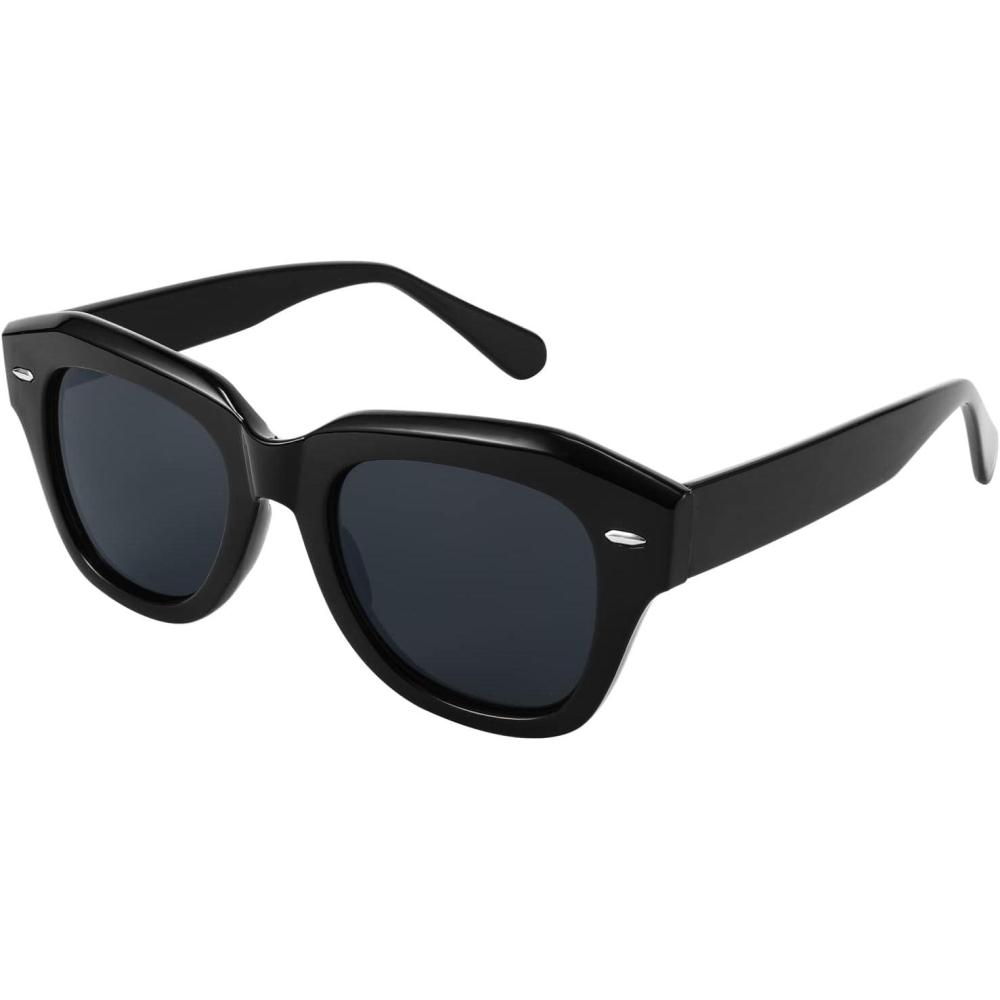imageFEISEDY Womens Square Vintage Sunglasses Classic Cateye Retro Style Sun Glasses UV400 B2861Black Frame Grey Lens