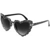 imageFEISEDY Love Heart Shaped Sunglasses for Women Trendy Retro Cat Eye Mod Style Stylish Glasses B2336002 Silverflash  Gradient Grey Lens
