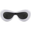 imageFEISEDY Oversized Inflated Oval Sunglasses for Women Men Fashion Thick Frame Y2K Glasses Funny Aesthetic Shades B9088 White 60MM