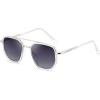 imageFEISEDY Polarized Aviator Sunglasses for Men Square Retro Metal Frame UV 400 Protection TAC Lens B0329SliverGradient Grey