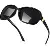 imageFEISEDY Polarized Sunglasses for Women Classic Vintage Square Wraparound UV400 Protection Shade B0309Black Frame  Grey Lens