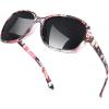 imageFEISEDY Polarized Sunglasses for Women Classic Vintage Square Wraparound UV400 Protection Shade B0309Floral Frame  Grey Lens