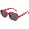 imageFEISEDY Retro 90s Rectangle Sunglasses Oval Yellow Sunglasses Trendy Irregular Square Sun Glasses for Women Men B2790005 Red Frame  Grey Lens