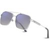 Blue Mirror Lens Silver Metal Frame