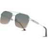 Blue Yellow Lens Silver Metal Frame
