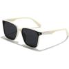 imageFEISEDY Trendy Oversized Square Sunglasses for Women Men Luxury Curved Lens Sun Glasses UV400 B0099White Frame  Grey Lens