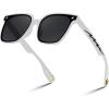 imageFEISEDY Trendy Oversized Sunglasses Women Shiny Square Vintage Cute Simple Men Sun Glasses UV400 B0131White Frame  Grey Lens