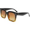 imageFEISEDY Vintage Women Butterfly Sunglasses Designer Luxury Square Gradient Sun Glasses Shades B2486Blackleopard