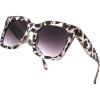 imageFEISEDY Vintage Women Butterfly Sunglasses Designer Luxury Square Gradient Sun Glasses Shades B2486White Leopard Camo
