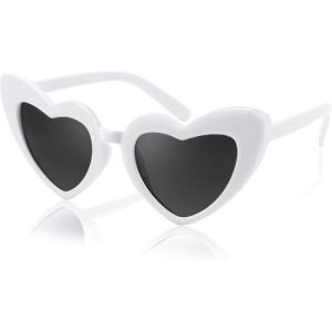 FEISEDY 2 Pack Vintage Kids Heart Sunglasses Girls Toddler De Sol Gafas Beach Party Holiday Sun Glasses Age 3-10 B2903(White)