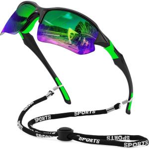FEISEDY 3pack Polarized Sports Sunglasses for Men Women Fishing Running Baseball Outdoor UV400 Protection B9163(Green)