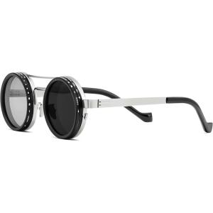 FEISEDY Adjustable Tint Polarized Sunglasses – 1-9 Gear Manual Dimming, Steampunk Round UV400 ND Filter Lenses B1400(Sliver Aviator 0319)