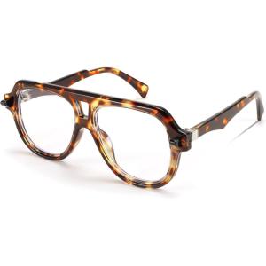 FEISEDY Aviator Frame Glasses for Women Men Blue Light Blocking Glasses Anti Glare Computer Eyeglasses B0039(Leopard)