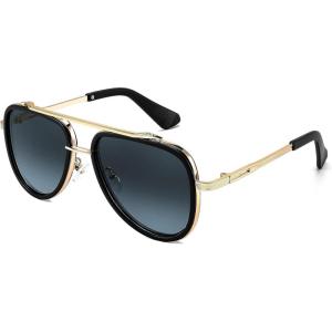 FEISEDY Aviator Sunglasses Men Women, Square Retro 70s Vintage Classic Frame, UV400 Driving Fishing Golf Hiking B0036(Gradient Grey Lens 02)
