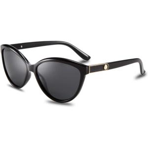 FEISEDY Classic Cateye Polarized Sunglasses for Women 100% UV Protection B2512(Black/Black)