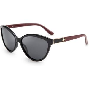 FEISEDY Classic Cateye Polarized Sunglasses for Women 100% UV Protection B2512(Black/Red)