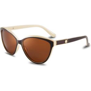 FEISEDY Classic Cateye Polarized Sunglasses for Women 100% UV Protection B2512(Brown&ivory)