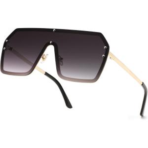 FEISEDY Classic Siamese One Piece Sunglasses Nice Rimless Stylish Retro Design for Women Men B2574(Z0173 Gradient Grey)