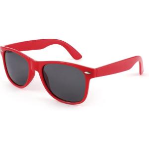 FEISEDY Classic Square Retro Polarized Sunglasses Women Men 80s Sun Glasses Trendy UV400 B1858(Red Frame & Grey Lens)