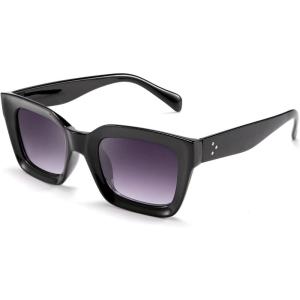 FEISEDY Classic Women Sunglasses Fashion Thick Square Sun Glasses Chunky Frame UV400 B2471(Black)