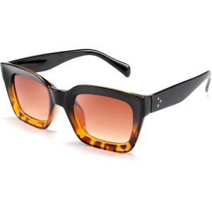 FEISEDY Classic Women Sunglasses Fashion Thick Square Sun Glasses Chunky Frame UV400 B2471(Black-leopard)