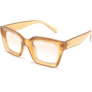 FEISEDY Classic Women Sunglasses Fashion Thick Square Sun Glasses Chunky Frame UV400 B2471(Champagne)