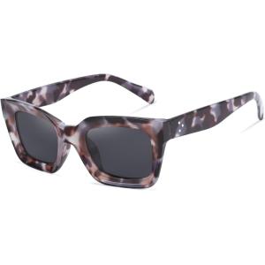 FEISEDY Classic Women Sunglasses Fashion Thick Square Sun Glasses Chunky Frame UV400 B2471(Cream Grey Leopard)