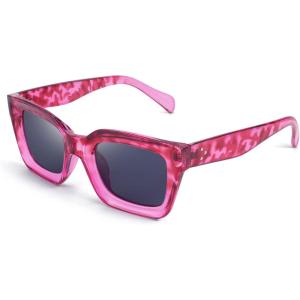 FEISEDY Classic Women Sunglasses Fashion Thick Square Sun Glasses Chunky Frame UV400 B2471(Rose Havana)