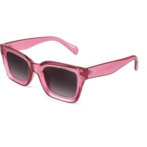 FEISEDY Classic Women Sunglasses Fashion Thick Square Sun Glasses Chunky Frame UV400 B2471(Transparent Pink Purple)