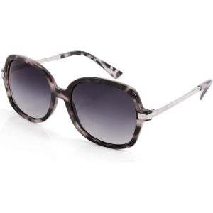 FEISEDY Classic Womens Elegant Polarized Sunglasses Ladies Wide Square Sunglasses Shades B2683(Grey Marbling/Gradient Grey)