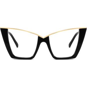 FEISEDY Fashion Cat Eye Blue Light Blocking Glasses for Women Fake Retro Eyeglasses Oversized Stylish Eyewear Frame B0240(Black)