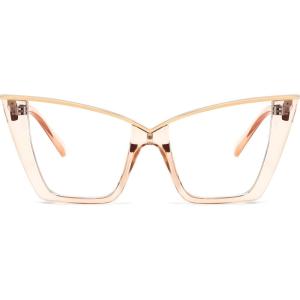 FEISEDY Fashion Cat Eye Blue Light Blocking Glasses for Women Fake Retro Eyeglasses Oversized Stylish Eyewear Frame B0240(Champagne)