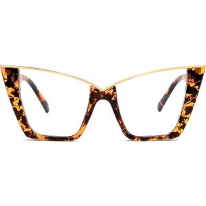 FEISEDY Fashion Cat Eye Blue Light Blocking Glasses for Women Fake Retro Eyeglasses Oversized Stylish Eyewear Frame B0240(Tortoise)