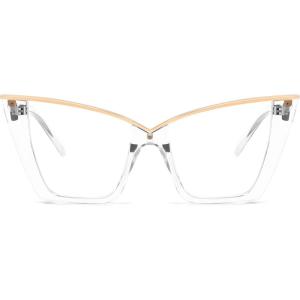 FEISEDY Fashion Cat Eye Blue Light Blocking Glasses for Women Fake Retro Eyeglasses Oversized Stylish Eyewear Frame B0240(Transparent)
