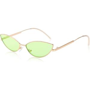FEISEDY Fashion Designer Sunglasses Retro Small Petals Shape Arc Temple Design B2298(Fluorescent Green)