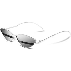FEISEDY Fashion Designer Sunglasses Retro Small Petals Shape Arc Temple Design B2298(Grey Stripe)