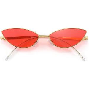 FEISEDY Fashion Designer Sunglasses Retro Small Petals Shape Arc Temple Design B2298(Red)