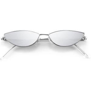 FEISEDY Fashion Designer Sunglasses Retro Small Petals Shape Arc Temple Design B2298(Silver)