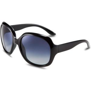 FEISEDY Fashion Oversized Polarized Women Sunglasses TAC Lenses B2434(Black)
