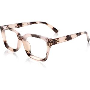 FEISEDY Glasses Frame Womens, Square Thick Eyeglasses Frame, Classic Eyewear for Men B2461(Pink Tortoiseshell)