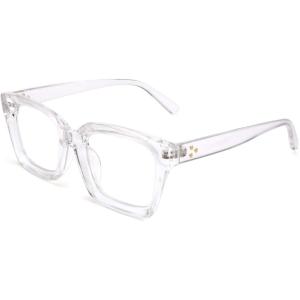 FEISEDY Glasses Frame Womens, Square Thick Eyeglasses Frame, Classic Eyewear for Men B2461(Transparent)