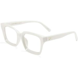 FEISEDY Glasses Frame Womens, Square Thick Eyeglasses Frame, Classic Eyewear for Men B2461(White Frame With Clear Lenses)
