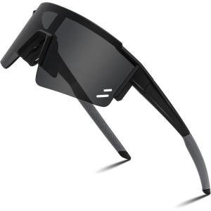 FEISEDY Kids Sunglasses Youth Baseball Sun Glasses, UV400 Sports Teens Cycling Shades for Boys Girls Age 8-16 B0048(Black)