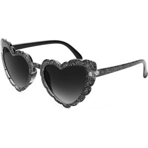 FEISEDY Love Heart Shaped Sunglasses for Women Trendy Retro Cat Eye Mod Style Stylish Glasses B2336(002 Silver-flash | Gradient Grey Lens)