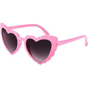 FEISEDY Love Heart Shaped Sunglasses for Women Trendy Retro Cat Eye Mod Style Stylish Glasses B2336(003 Pink | Gradient Grey Lens)