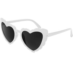 FEISEDY Love Heart Shaped Sunglasses for Women Trendy Retro Cat Eye Mod Style Stylish Glasses B2336(004 White| Grey Lens)