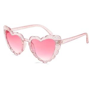 FEISEDY Love Heart Shaped Sunglasses for Women Trendy Retro Cat Eye Mod Style Stylish Glasses B2336(006 Silver-flash | Gradient Pink Lens)
